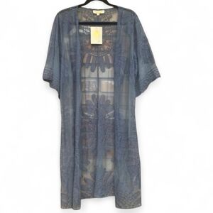 Elegant Blue Sheer Kimono